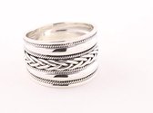 Brede hoogglans zilveren ring met kabelpatronen - maat 22
