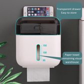 Toiletpapierhouder | Wc rolhouder met lade | Ophangen zonder boren | Badkamerkastje | Waterproof | Geschikt voor wc papier & tissues |