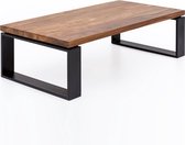 Salontafel WL5.650 Sheesham Massief houten salontafel 115x35x60 cm met metalen frame | Salontafel rechthoekig massief hout bruin | Houten tafel modern | Woonkamer met tafel