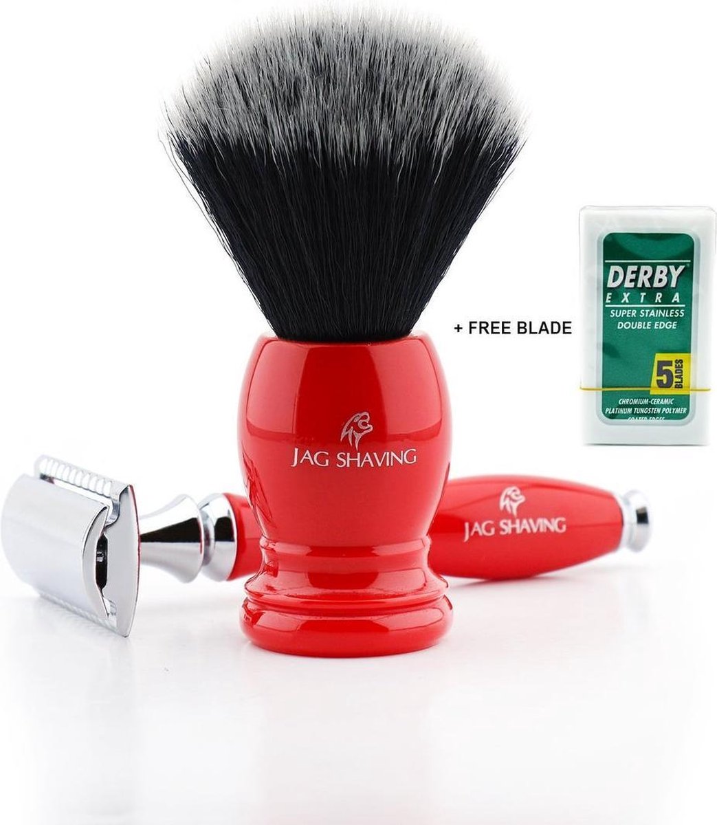 Beste kwaliteit DE veiligheidsscheermesset met synthetische scheerkwast, het beste voor salon- en zelfgemaakte scheerbeurten