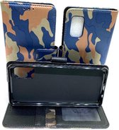 Samsung Galaxy S20 Commando Blauw Print Portemonnee Kunstleer Luxe Wallet Case -TPU  hoesje met pasjes Flip Cover - Boek  beschermend Telefoonhoesje