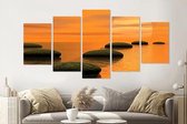 Schilderij - Zen zonsondergang, 5 luik, 200x100cm, wanddecoratie