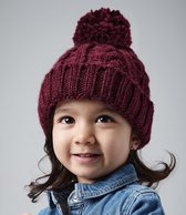 Muts kinderen met imitatie bont | winter | chunky beanie pompom kids | Burgundyl | bordeaux rood | 2 tot 4 jaar