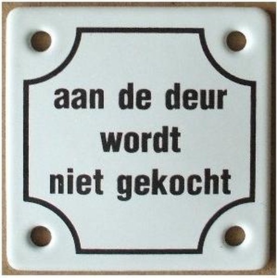 MadDeco emaille wandbord Aan de deur wordt niet gekocht bol