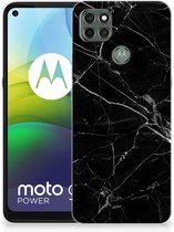 Smartphone hoesje Motorola Moto G9 Power Transparant Hoesje Marmer Zwart