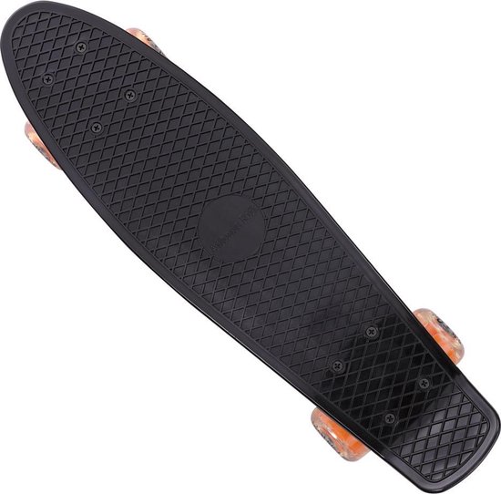 Skateboard met ledverlichting - Zwart & Oranje - 57 cm