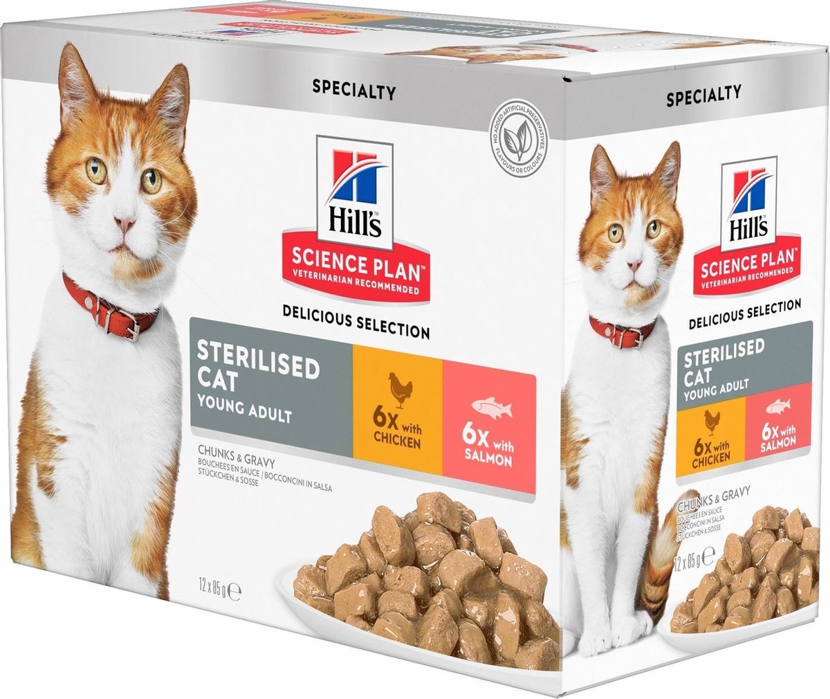 24x85g Young Adult Sterilised Cat Kip (12x) & Zalm (12x) Hill's Science Plan Kattenvoer