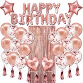 Baloba® Rose Goud Verjaardag Decoratie Set - Happy Birthday Slinger - Helium Ballonnen Feest Pakket