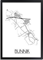 Bunnik Plattegrond poster A4 + fotolijst zwart (21x29,7cm) - DesignClaudShop