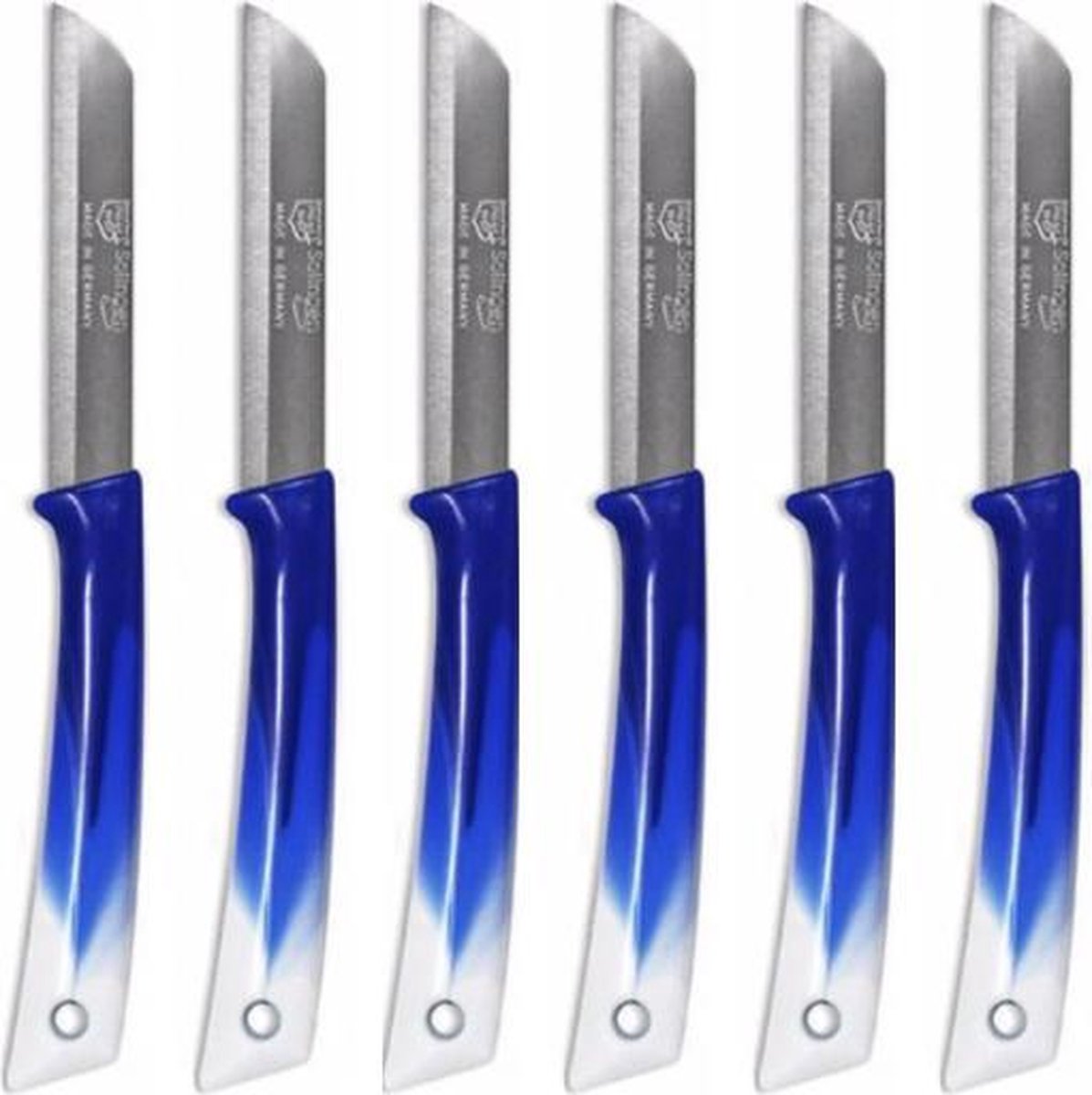 Solingen - schilmes superscherp met kartel (6x) blauw - wit