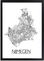 Nijmegen Plattegrond poster A2 + fotolijst zwart (42x59,4cm) - DesignClaudShop