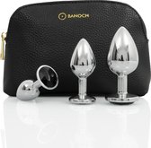 Banoch | Buttplug set aurora | metalen buttplug | Zilver | Diamant Zwart