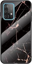 Telefoonhoesje geschikt voor Samsung Galaxy A52 - silicone TPU glas hoesje case - marmer zwart goud