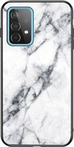 Telefoonhoesje geschikt voor Samsung Galaxy A52 - silicone TPU glas hoesje case - marmer wit