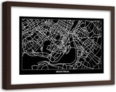 Foto in frame , Plattegrond Montreal , 120x80cm , Zwart wit , wanddecoratie