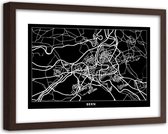 Foto in frame , Plattegrond Brno , 120x80cm , Zwart wit , wanddecoratie