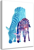 Schilderij Kleurrijke zebra, 2 maten (wanddecoratie)