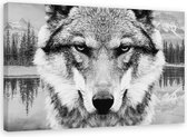 Schilderij Wolf zwart-wit, 2 maten (wanddecoratie)