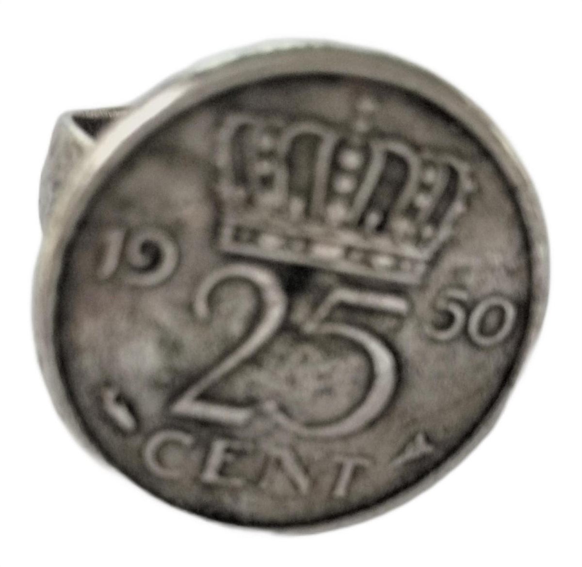 Ring kwartje 1950, verzilverd, verstelbaar een maat