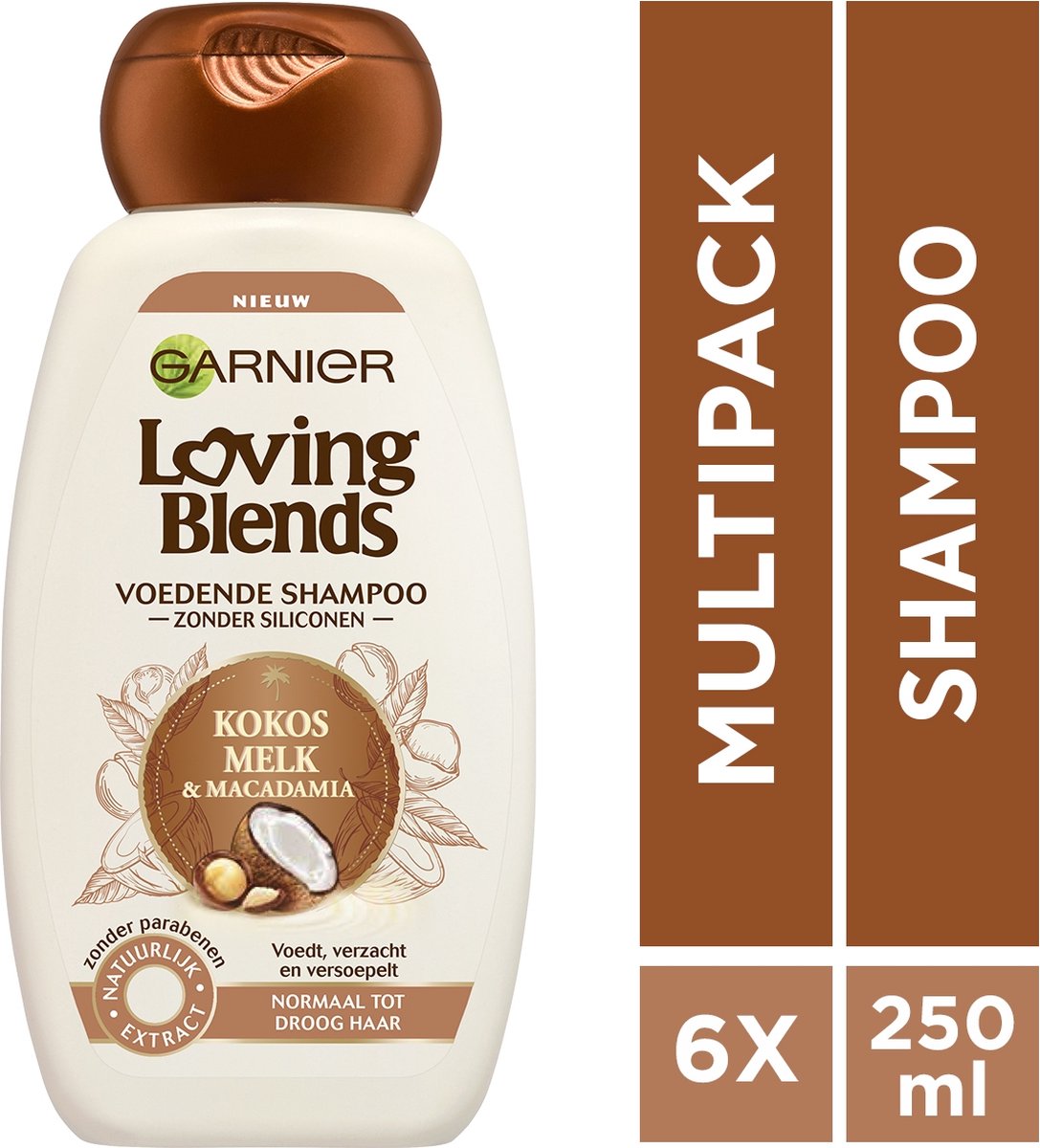 Garnier Loving Blends Kokosmelk & Macadamia – Voordeelverpakking 6 x 250ml  – Shampoo | bol
