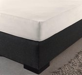 Dekbeddenwereld- hoeslaken- jersey- stretch-Lits-Jumeaux- 200x200+40cm- geschikt voor boxspring-cream