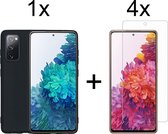 Samsung S20 FE hoesje - Samsung Galaxy S20 FE hoesje zwart case siliconen hoesjes cover hoes - 4x samsung s20 fe screenprotector