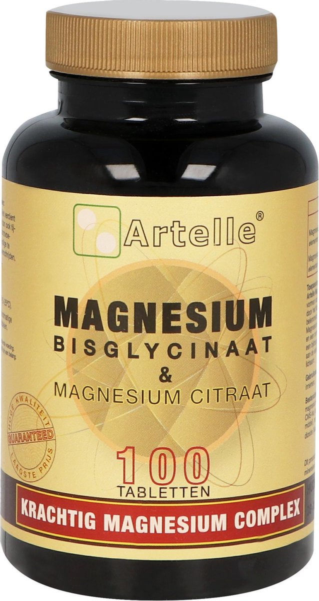 Artelle Magnesium Bisglycinaat & Magnesium Citraat 100 tabletten Mineralen bol