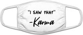 Karma mondkapje | cadeau | happiness | gezichtsmasker | bescherming | bedrukt | logo | Wit mondmasker van katoen, uitwasbaar & herbruikbaar. Geschikt voor OV