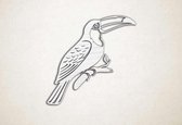 Wanddecoratie - Toekan - XS - 25x25cm - EssenhoutWit - muurdecoratie - Line Art