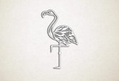 Line Art - Flamingo 1 - XS - 30x19cm - Wit - geometrische wanddecoratie