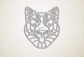 Line Art - Hond - Shiba Inu - M - 70x60cm - EssenhoutWit - geometrische wanddecoratie