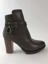 enkellaars taupe hoge hak rits profiel zool