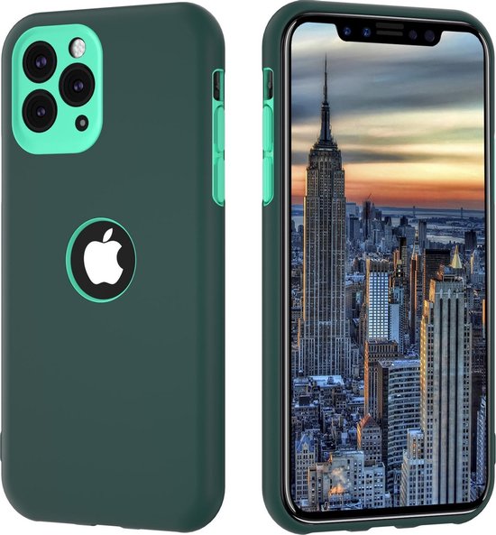 ShieldCase dubbellaags siliconen hoesje geschikt voor Apple iPhone 11 Pro - groen-aqua - Beschermhoesje - Shock proof Hardcase - Siliconen - TPU Case shockproof - Beschermhoes