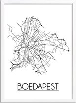 Boedapest Plattegrond poster A4 + fotolijst wit (21x29,7cm) - DesignClaud