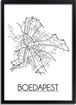 Boedapest Plattegrond poster A4 + fotolijst zwart (21x29,7cm) - DesignClaud