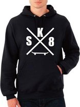 Hoodie sweater | Skateboard | Sk8te | Black | Maat XL