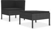 vidaXL 2-delige Loungeset met kussens poly rattan zwart