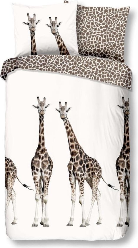 Good Morning Giraffe - Dekbedovertrek - Eenpersoons - 140x200/220 cm - Ecru  | bol.com