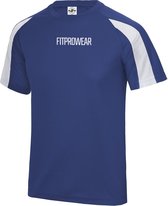 FitProWear Contrast Sportshirt Heren Blauw/Wit - Maat XL - Sportshirt - T-Shirt - Sportkleding - Sportshirt korte mouwen - Sportshirt Polyester - Heren Shirt