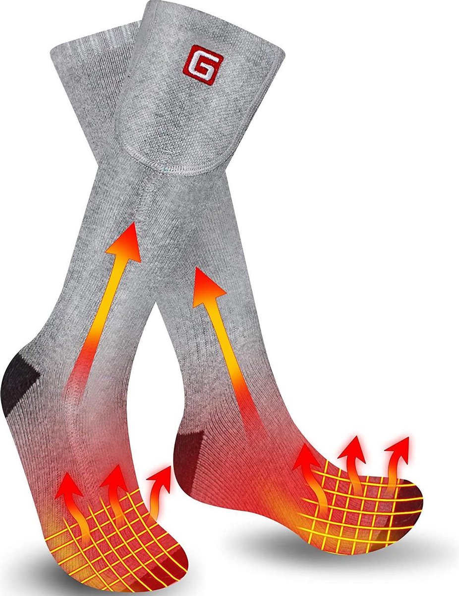 Oplaadbare elektrisch verwarmde sokken | Grijs | Comfortabele thermische sokken op batterijen | Thermische sokken| Sport Outdoor Camping Wandelen Warme wintersokken | Unisex
