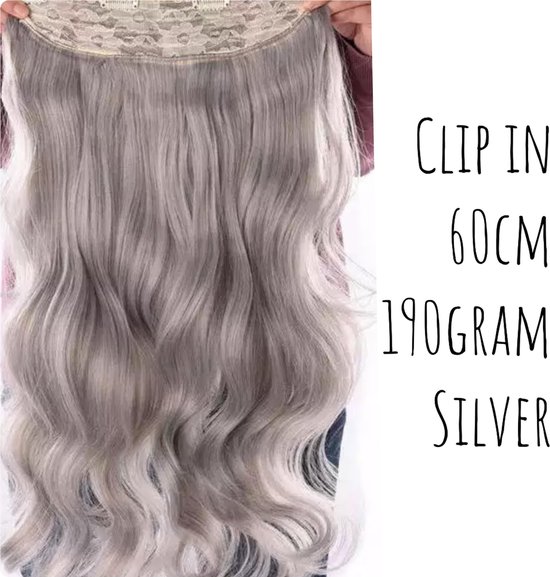 Schildknaap Verhandeling salon Clip In Hairextensions Hair extensions silver zilver grijs grey ash blond |  bol.com