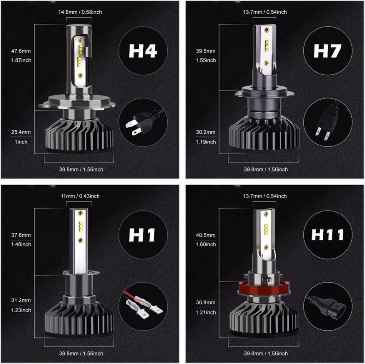 Ampoule LED H4 (set 2 pièces) HB2 / 9003 / incl CANbus EMC CHip