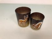 Waxinelichthouders - Met dier erop. - 2 stuks