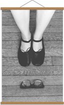 Schoolplaat – Ballerina Schoenen met Zwarte Bril - 60x90cm Foto op Textielposter (Wanddecoratie op Schoolplaat)