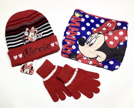 Disney Minnie Mouse Winter Set 3-delig - Muts + Col + Handschoenen - Rood - maat 54 cm (+/- 3-7 jaar)