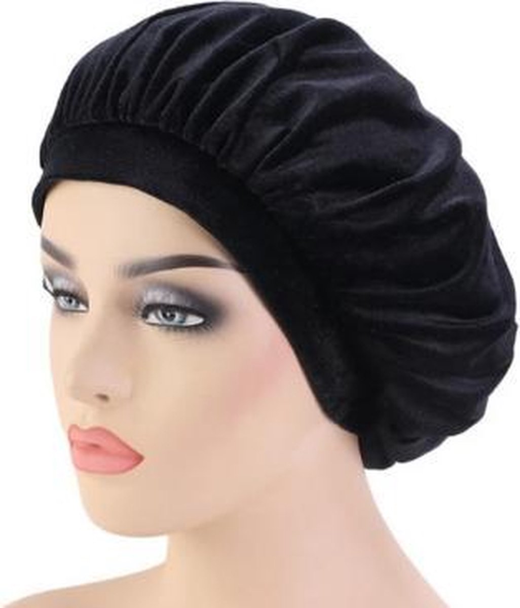 FRESHCOUPES Velvet Bonnet - Zwart - Geschikt voor optimale bescherming van jouw haren