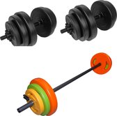Tunturi - Fitness Set - Tunturi Vinyl Dumbbellset 28kg - Halterset 20 kg incl stang