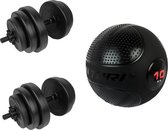 Tunturi - Fitness Set - Vinyl Halterset 28 kg  - Slam Ball 10 kg