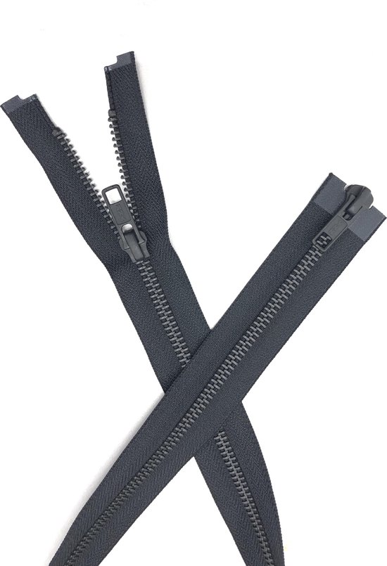 YKK rits, Dubbele deelbare rits zwart met zwart (oxit) metaal tanden 75 cm lang