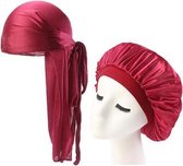 FRESHCOUPES Silky Bonnet & Durag Set - Rood - Geschikt voor optimale bescherming van jouw haren